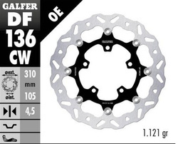 GALFER TARCZA HAMULCOWA PRZÓD HONDA CB 500X (ABS) '19-'21, CB 650R '19-'23; CBR 650R '19-'23 (WAVE FLOATING) (310X105X4.,5MM)