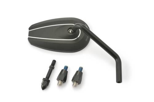 D-MIRROR-6 TYPE-U/ROD RIGHT, ALU.BLACK 1PC E-MARKED, 3 ADAPTERS