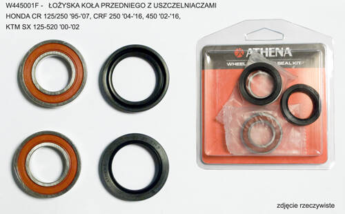 ATHENA ŁOŻYSKA KOŁA PRZEDNIEGO Z USZCZELNIACZAMI HONDA CR 125/250 '95-'07, CRF 250 '04-'16, 450 '02-'16, KTM SX 125-520 '00-'02