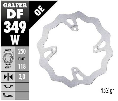 GALFER TARCZA HAMULCOWA PRZÓD SUZUKI RM 250Z/450Z '06-'18 RMX 450Z '10-'17 WAVE (250X118X3MM)