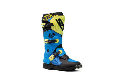 Motorcycle Boots Flame blue yellow