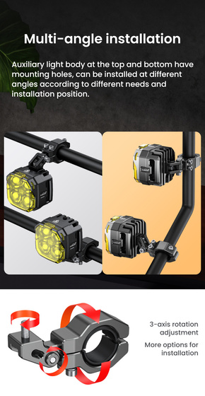 LOBOO L12T światło drogowe i mijania pomocnicze pasuje do rur o średnicy 22/25/28 mm (czarne) (10.1.01003.001.13)