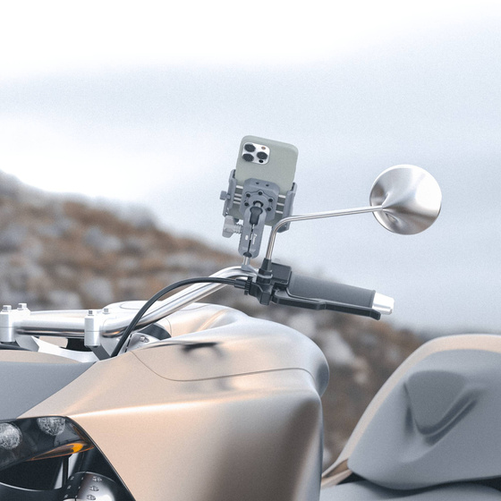 Uchwyt na telefon z amortyzacją powietrzną montowany na lusterko Outplorer P100-B