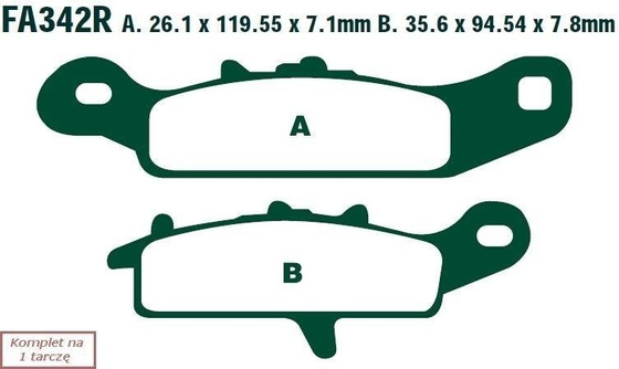 Brake pads EBC FA342R (set on 1 disk) (odpowiednik PROX 37.209402)