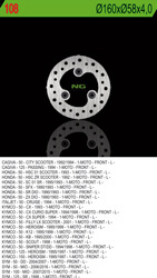 NG TARCZA HAMULCOWA PRZÓD CAGIVA/HONDA/KYMCO/SYM (160X58X4) (3X10,5MM)