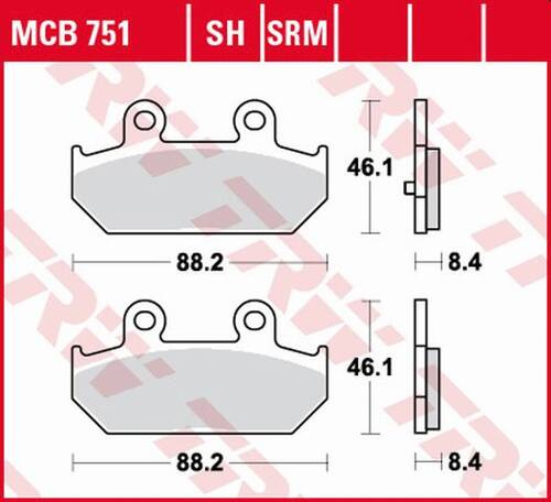 TRW LUCAS BRAKE PADS KH412 ORGANIC SUZUKI AN 400 BURGMAN 07-15, AN 650 BURGMAN 04-16, REAR