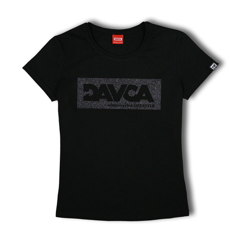 DAVCA T-shirt damski Black Glitter logo