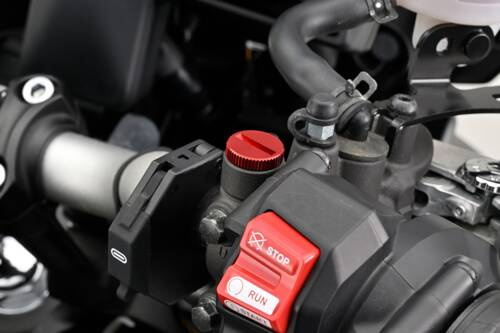 80943 Mirror hole plug bolt CNC red anodized f. M10 x P1.25 left hand side