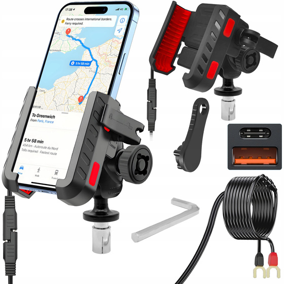 MC41-03 Motorcycle Holder Charger 36W Fast Charging QC 3.0 + USB-C