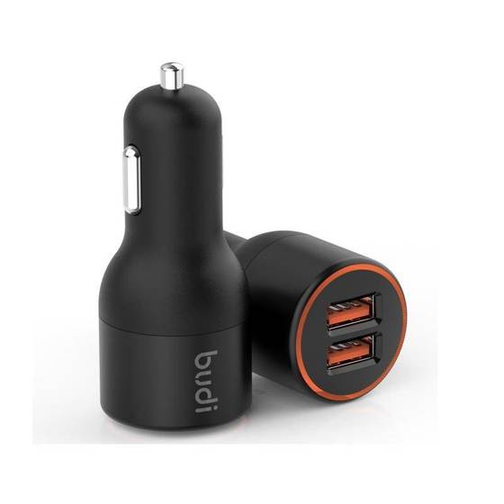 Budi - Ładowarka samochodowa 2x USB, 36W, QC3.0 (Czarny)