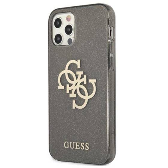 Guess Glitter 4G Big Logo - Etui iPhone 12 / iPhone 12 Pro (czarny)