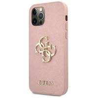 Guess Saffiano 4G Big Metal Logo - Etui iPhone 12 / iPhone 12 Pro (różowy)