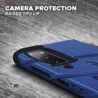 Zizo Bolt Cover - Pancerne etui Samsung Galaxy S20 FE ze szkłem 9H na ekran + podstawka & uchwyt do paska (niebieski/czarny)